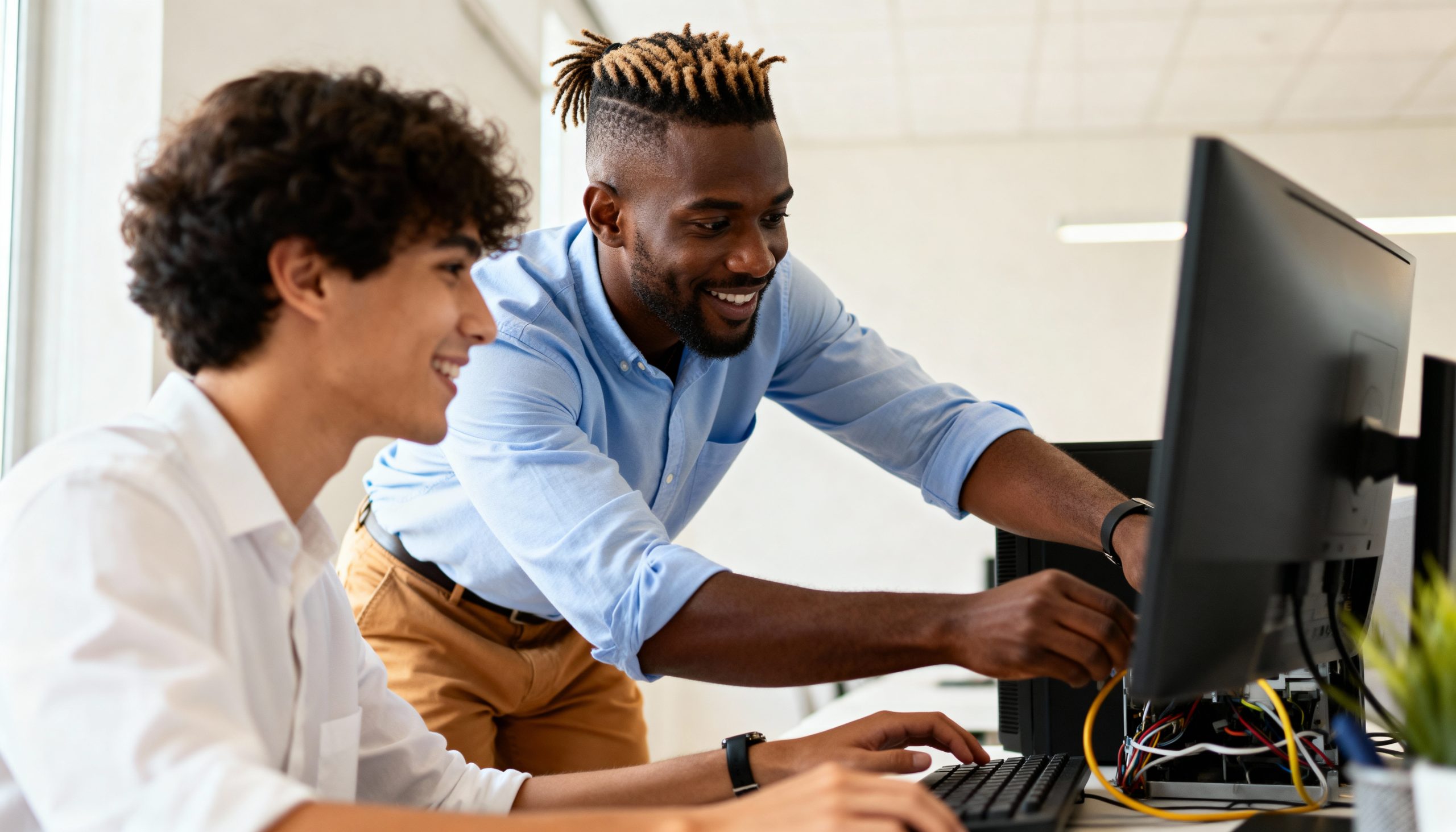 students at a computer