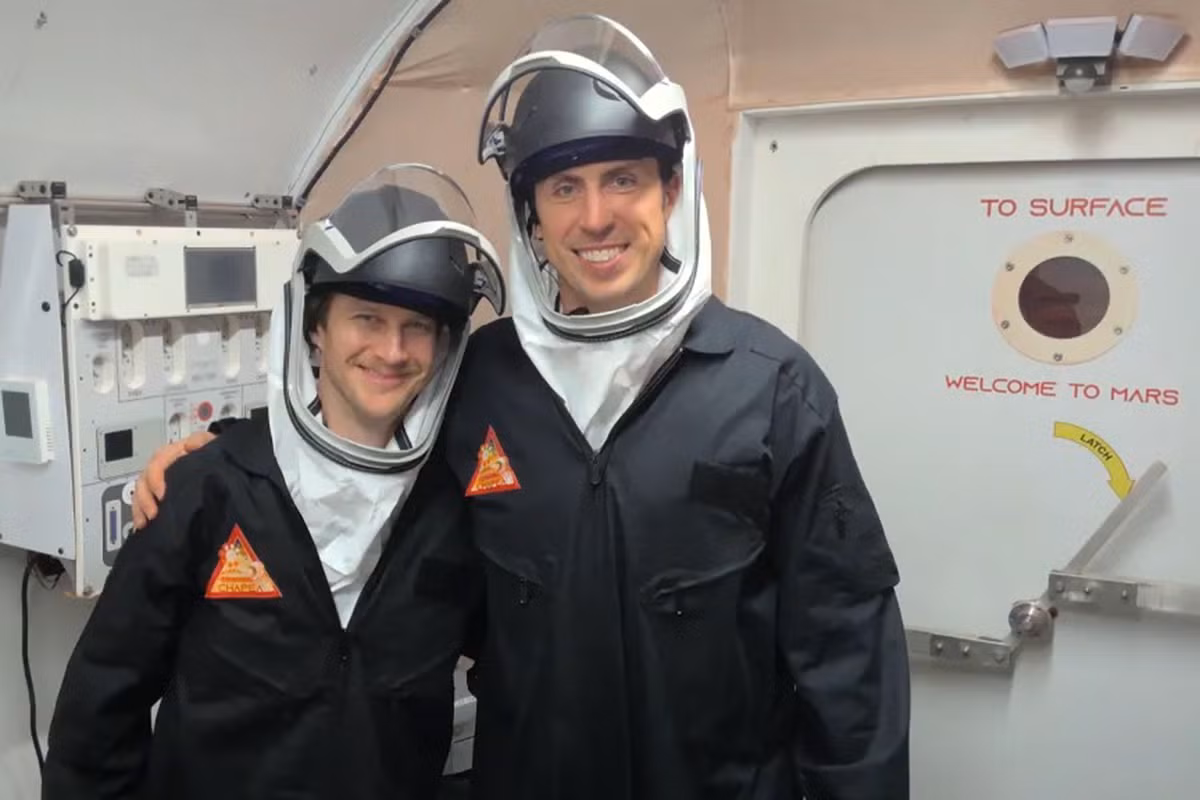 Matthew Montgomery and Ross Elder in the airlock