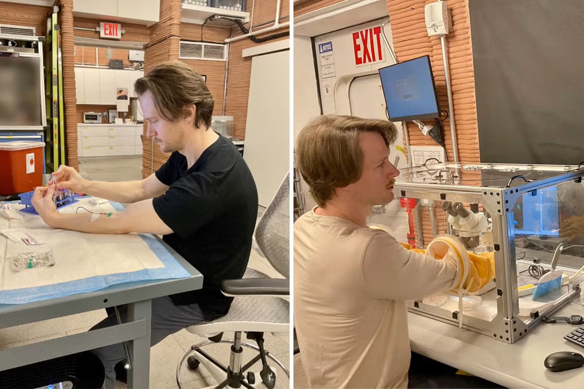 Matthew Montgomery conducts experiments